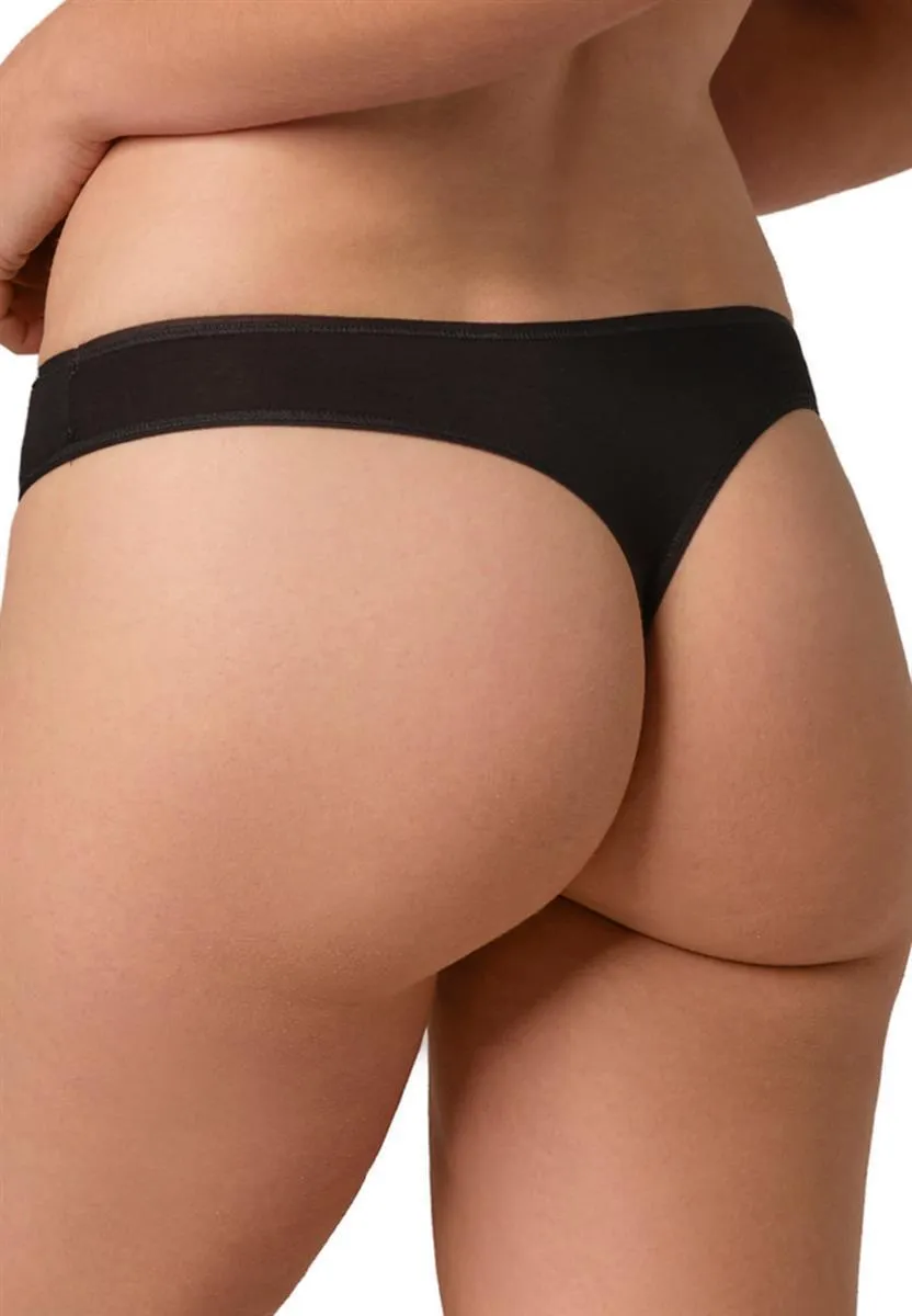 marlowe nature String Low Cut String schwarz Bio-Baumwolle