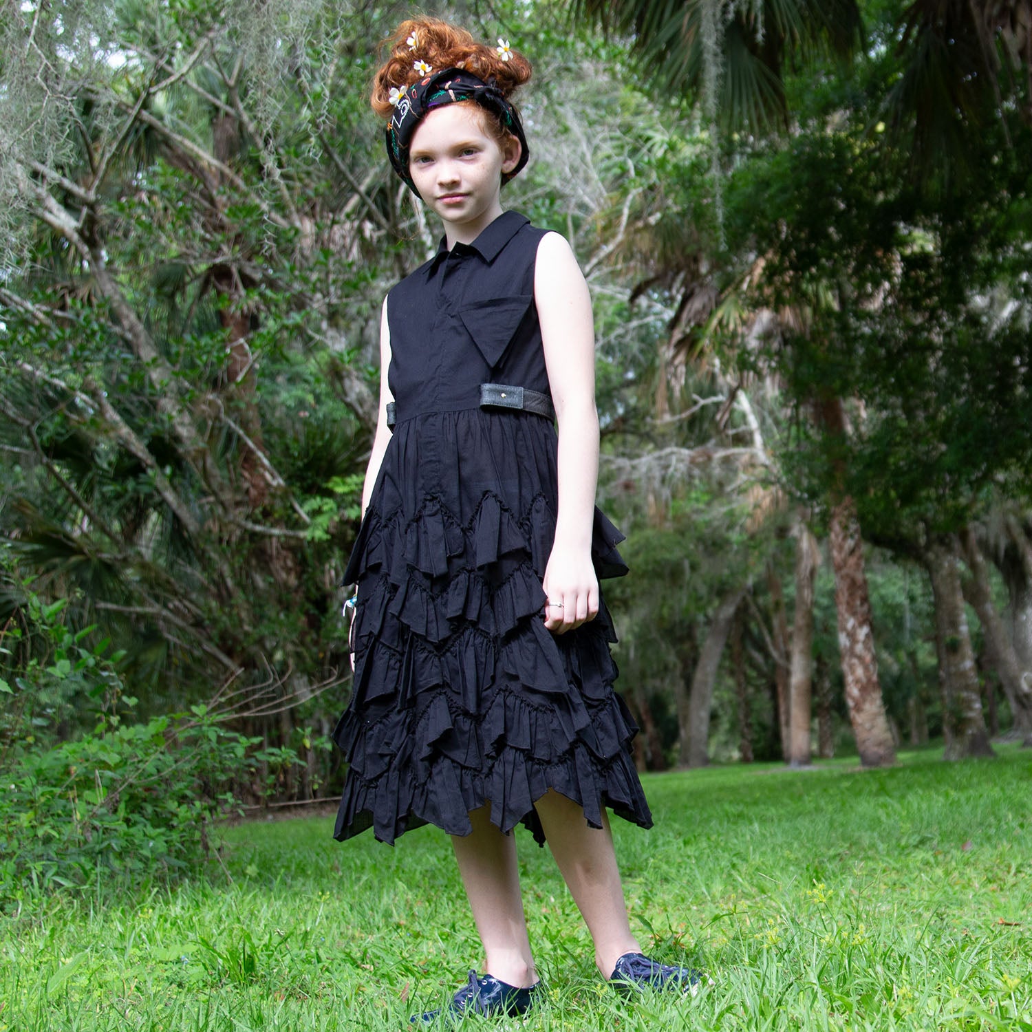 Infantium Victoria Hemdkleid Schwarz Gr 128 Baumwolle Rüschen