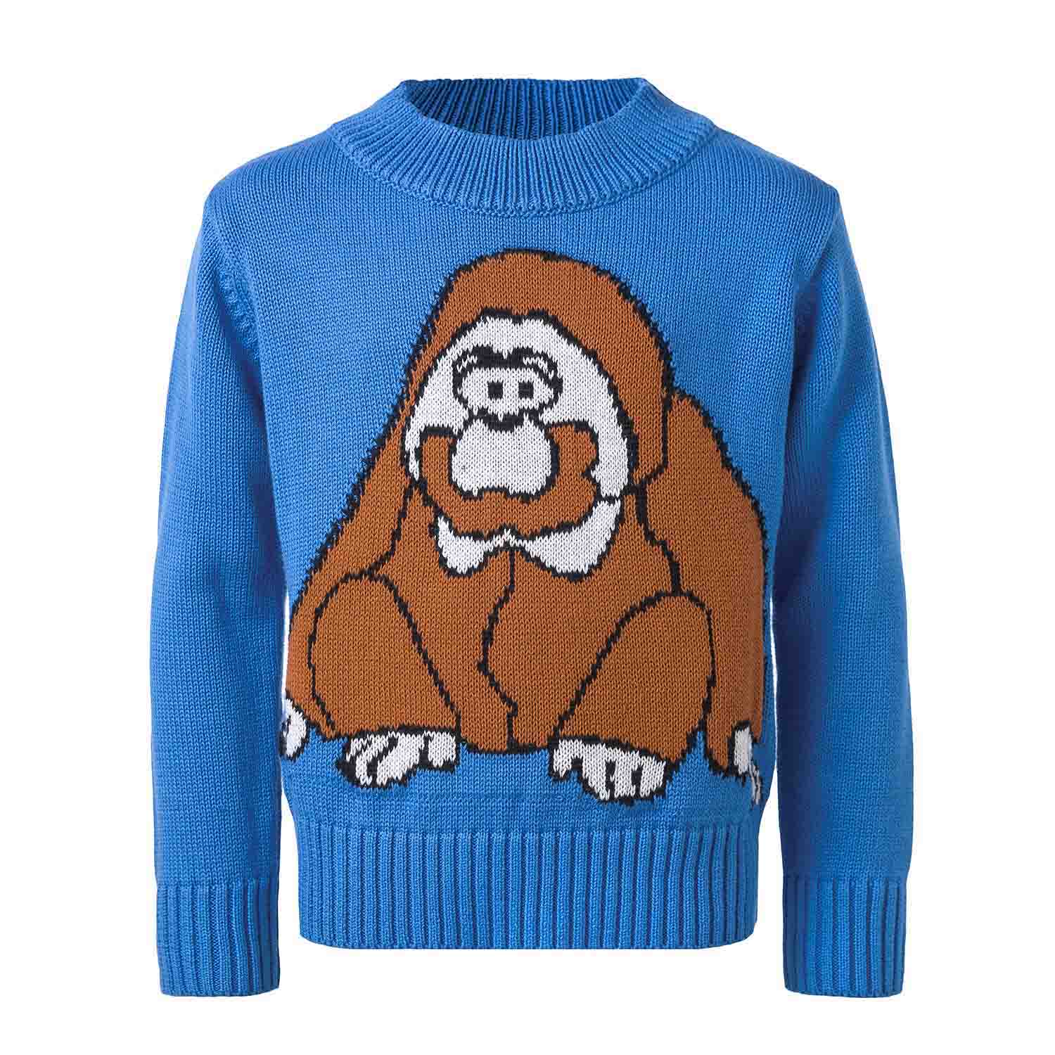 Infantium Victoria Orangutan Sweater Pullover blau 116 Bio-Baumwolle