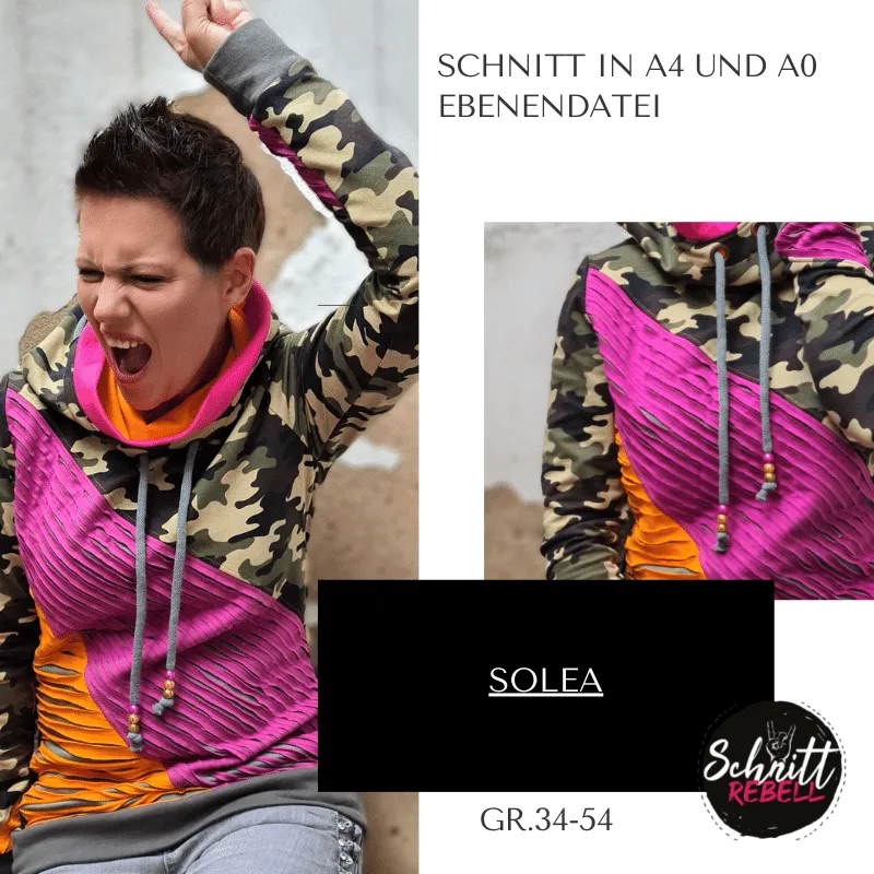 Schnittrebell Ebooks Hoodie Solea Gr.34-54 Schnittmuster Kapuze