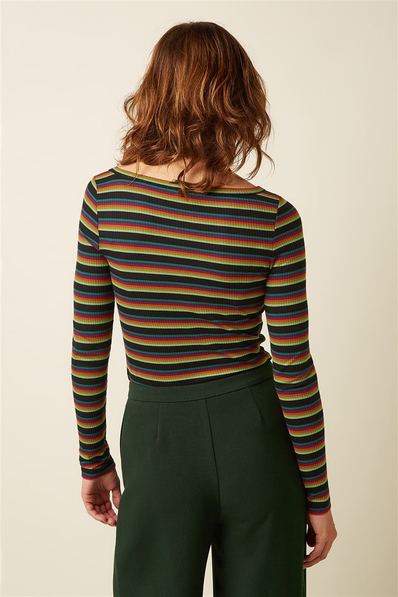 marlowe nature Lili Top Lottie Stripe botanical green S Viskose