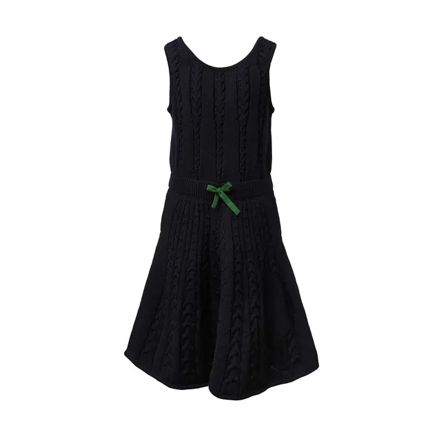Infantium Victoria Cable Knit Strickkleid Schwarz Baumwolle