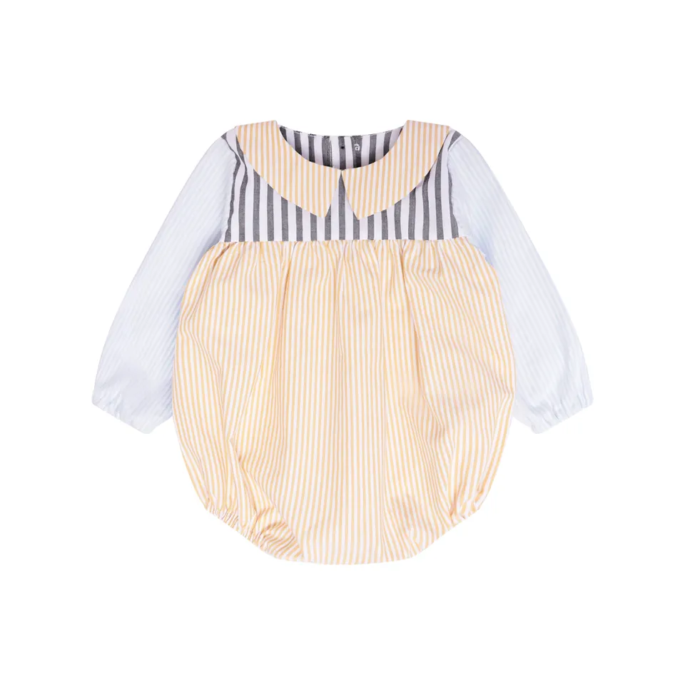 Infantium Victoria Baby Romper Streifen Gelb-Blau Bio 68-92