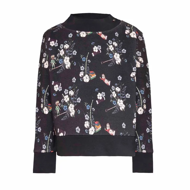 Infantium Victoria Black Floral Sweatshirt 104 Schwarz Bio-Baumwolle