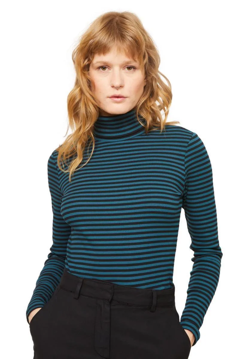 Marlowe Nature Liatris Stripes Longsleeve lake blue Bio-Baumwolle
