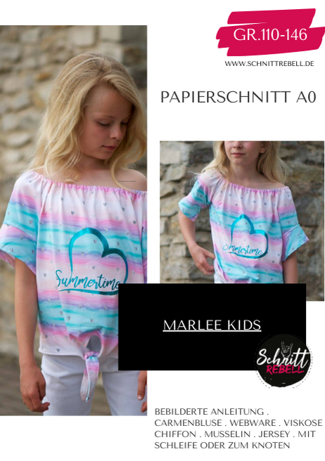 Schnittrebell Marlee Kids Papierschnitt Carmenbluse Gr. 110-146
