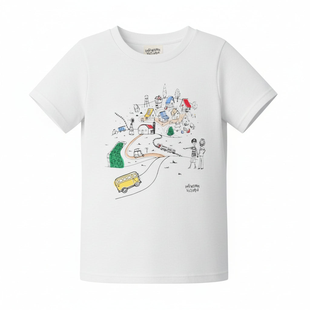 Infantium Victoria Village T-Shirt Weiß Gr.128 Bio-Baumwolle