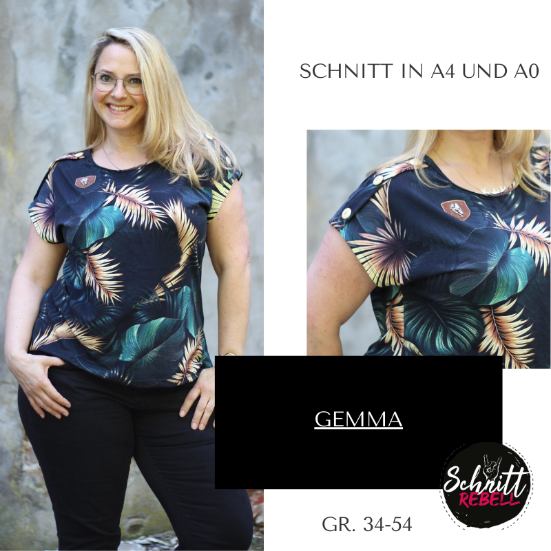 Schnittrebell Gemma Shirt Schnittmuster Ebook Gr. 34-54 Jersey