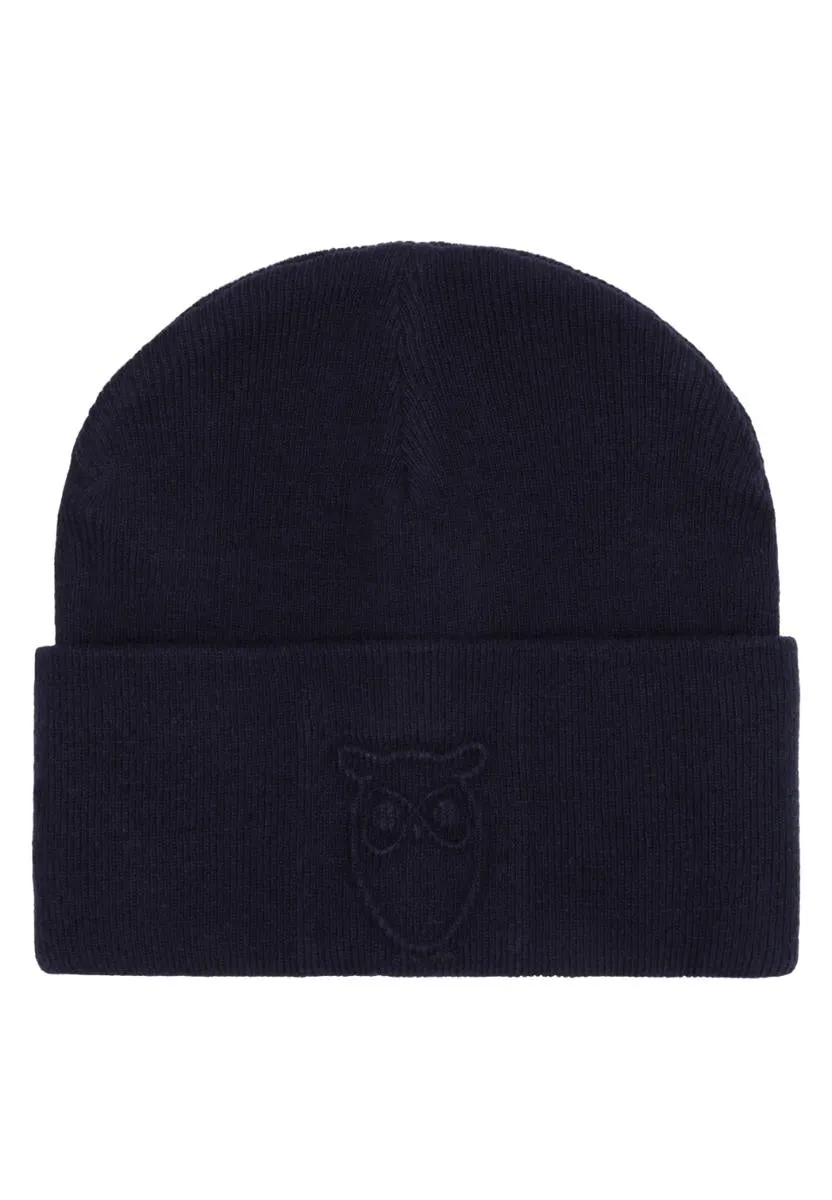 marlowe nature Lambswool Logo Embossed Beanie Mütze black jet Wolle