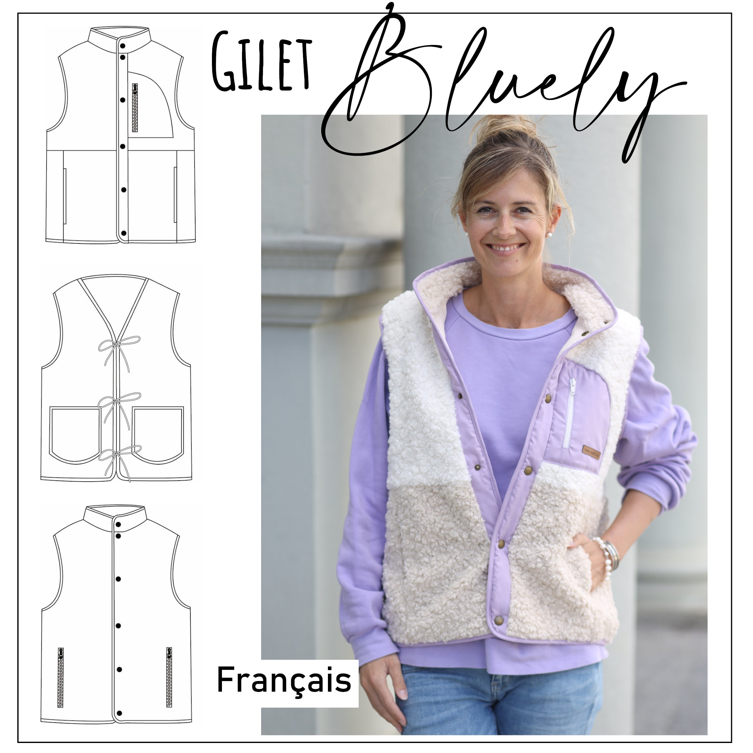 Moeve Design Bluely Gilet Weste Schnittmuster Damen 32-52