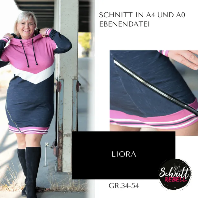 Schnittrebell Liora Hoodie Hoodiekleid Ebook Gr.34-54 Kapuze PDF