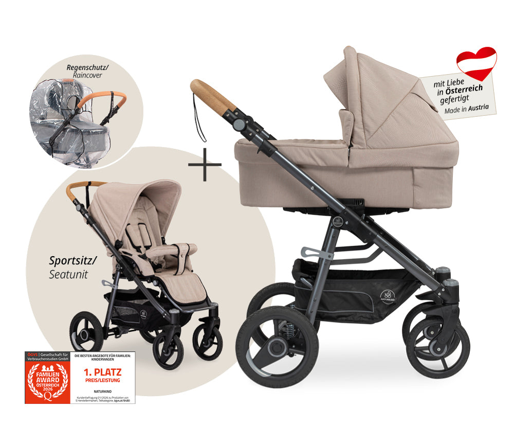 Naturkind Lux Evo 2in1 Kinderwagen mit Federung