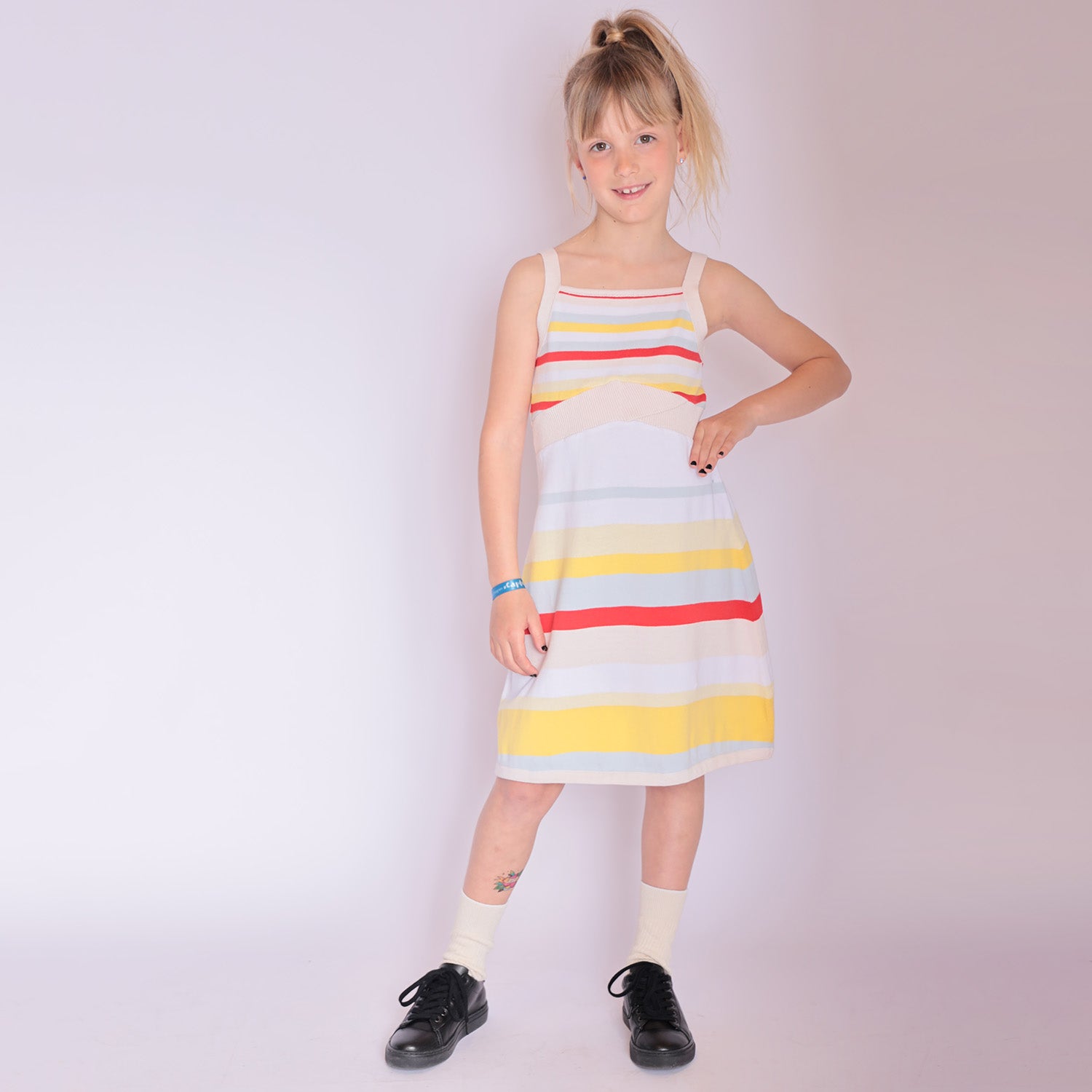 Infantium Victoria Striped Beach Dress Kleid blush 116 Bio-Baumwolle