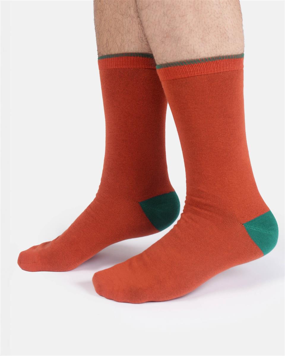 marlowe nature Modal Tipped Crew Socks brick red 41-47