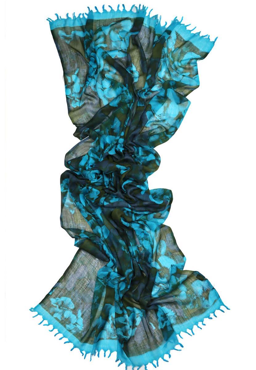 marlowe nature Leoni Schal enzian Wolle 100x180cm floral
