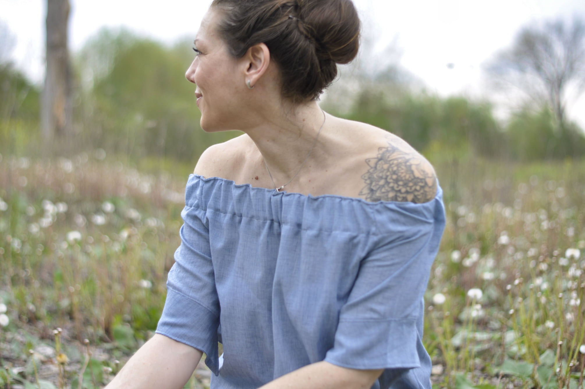 Schnittrebell Marlee Carmenbluse Schnittmuster A0 Gr. 34-54 Webware