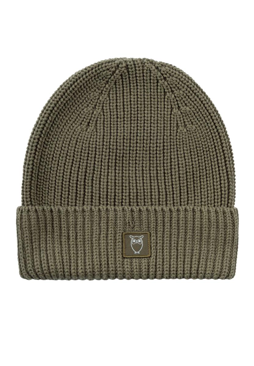 marlowe nature LEAF ribbing hat Mütze dark olive Bio-Baumwolle