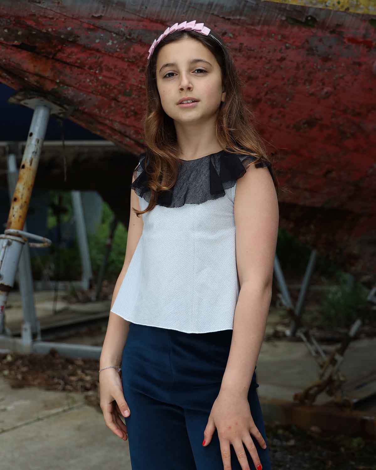 Infantium Victoria Top Mesh Detail grau Baumwolle Mädchen