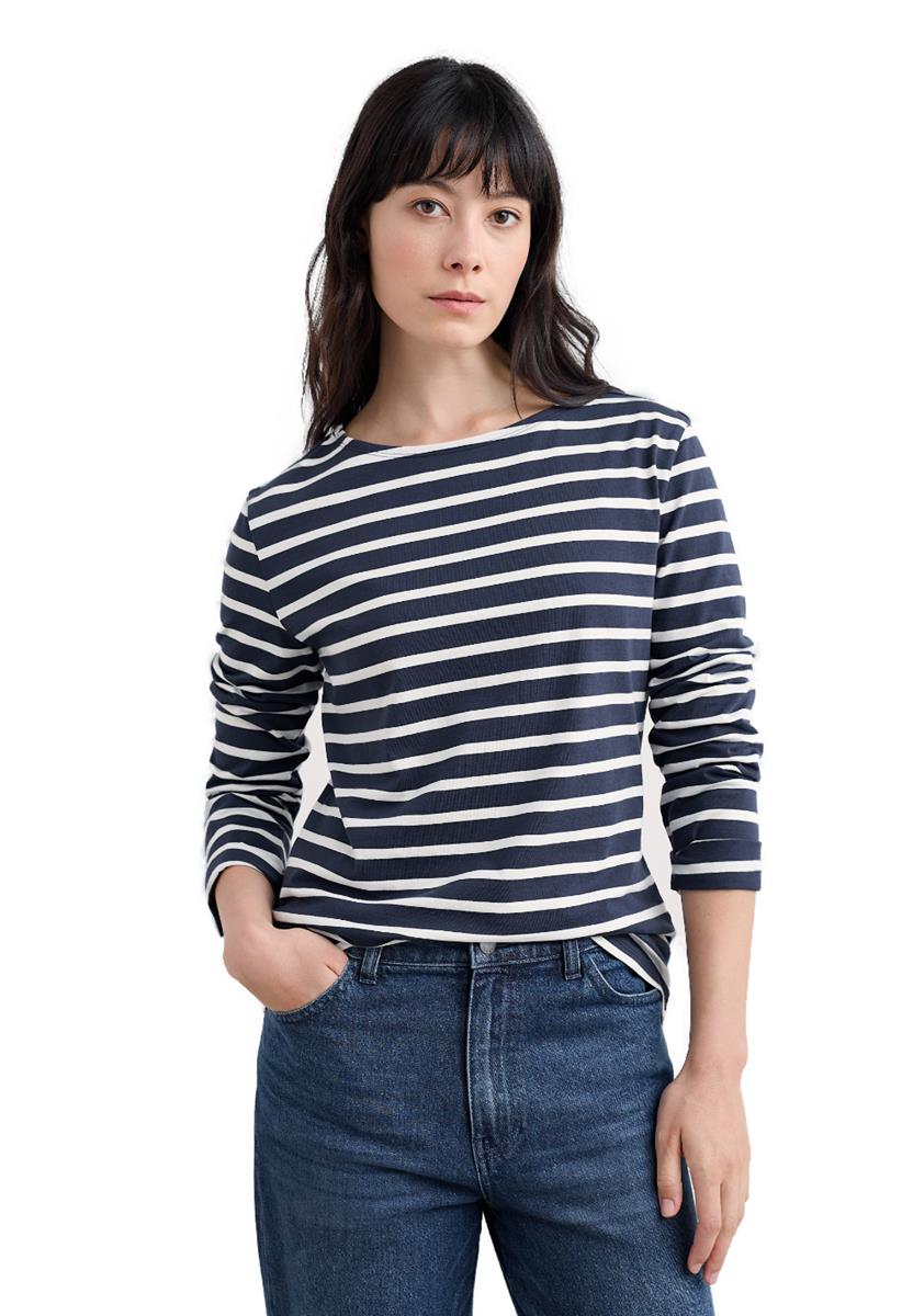 marlowe nature Sailor Shirt breton chalk maritime Bio-Baumwolle