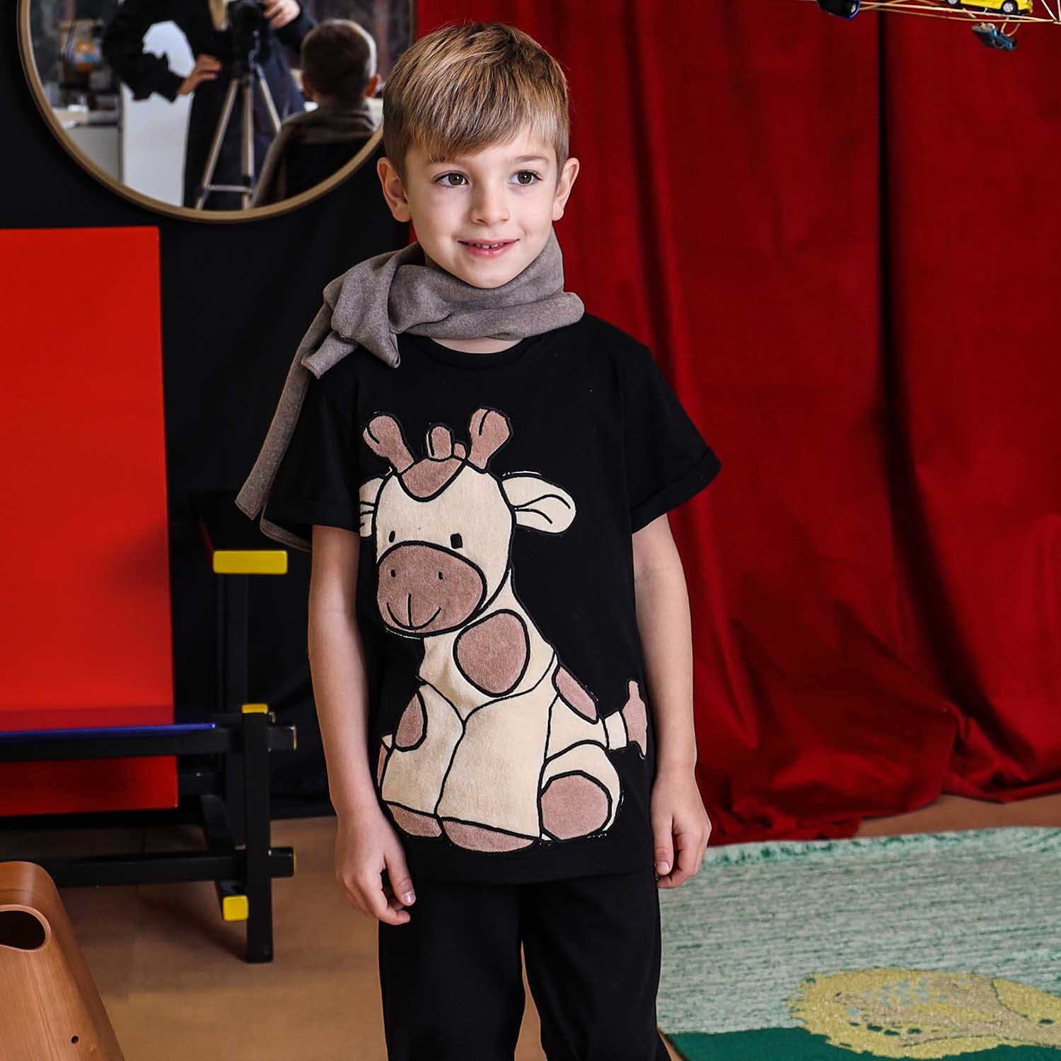 Infantium Victoria Giraffe T-Shirt Kinder Schwarz 116 Bio