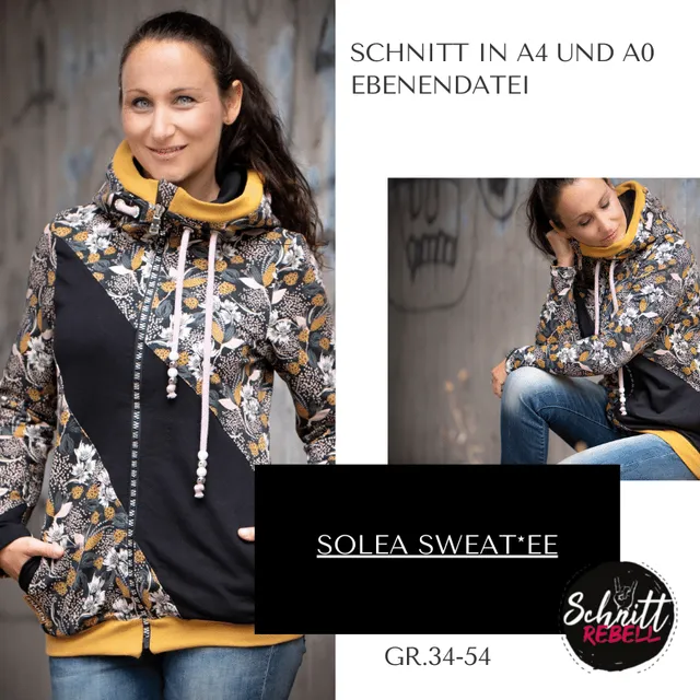 Schnittrebell Solea Sweat*ee Gr.34-54 Ebook Sweatjacke Damen
