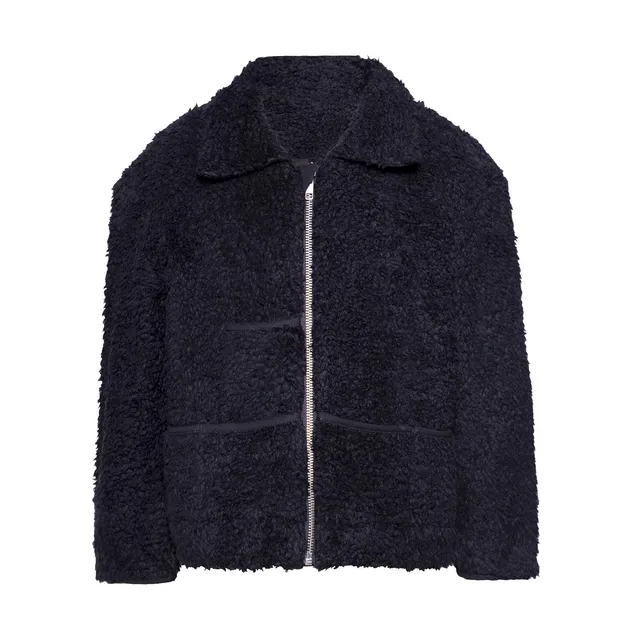 Infantium Victoria Jacke Kunstfell schwarz Bio-Baumwolle Teddy