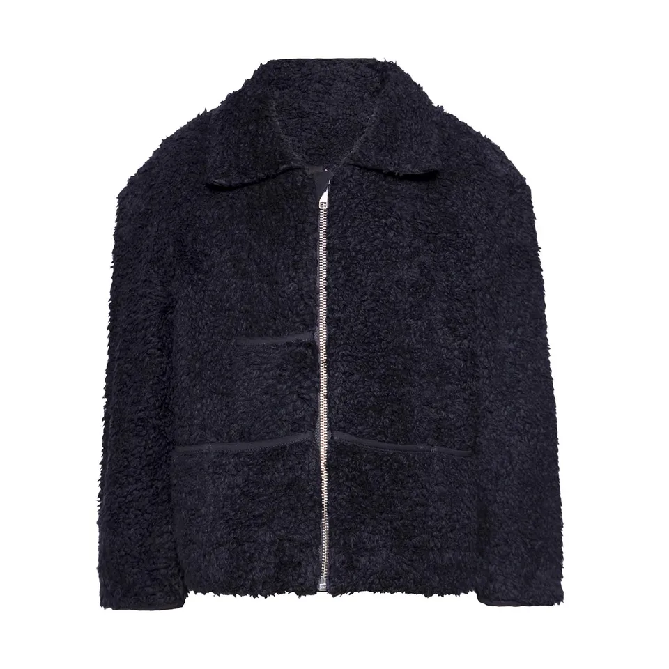 Infantium Victoria Jacke Kunstfell schwarz Bio-Baumwolle Teddy