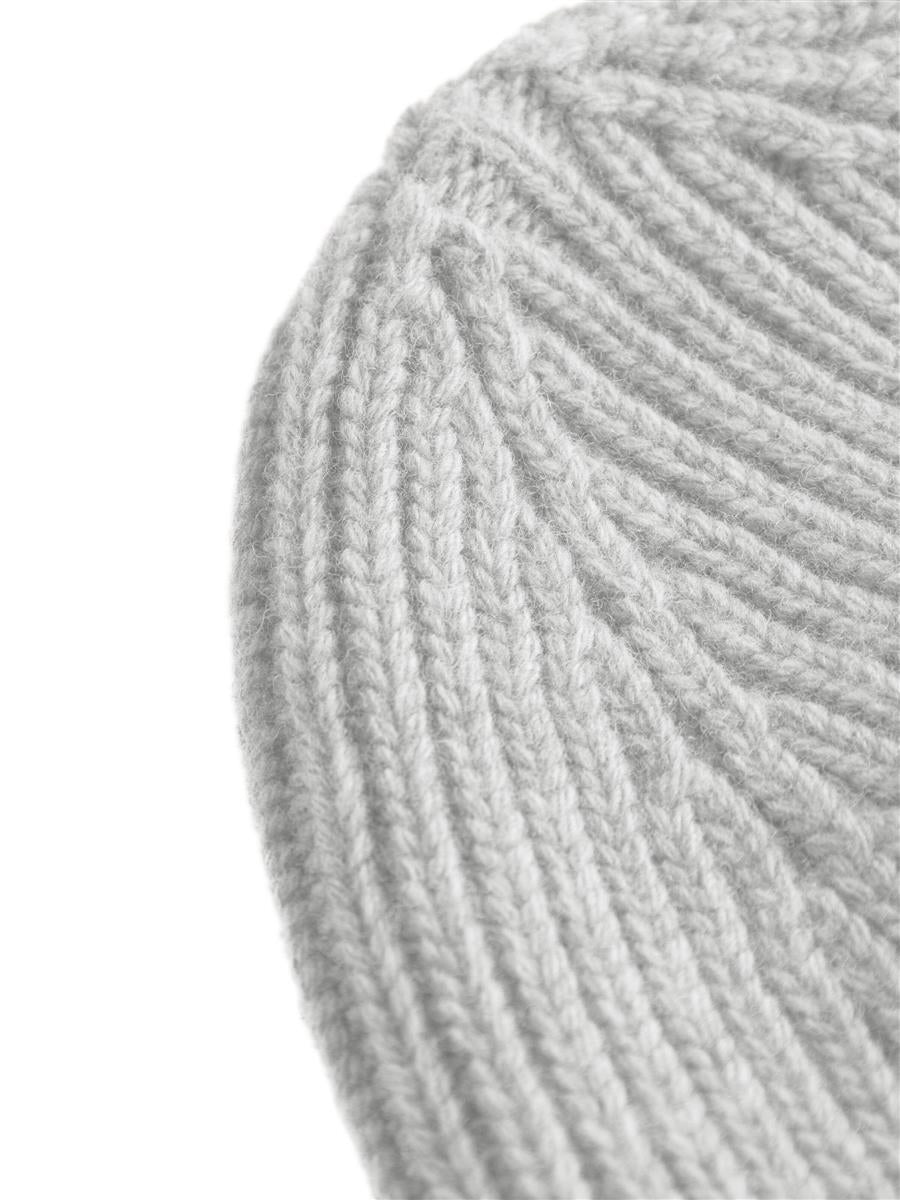 Knowledge Cotton Big Rib Beanie asley blue Wolle One Size Rippenstrick