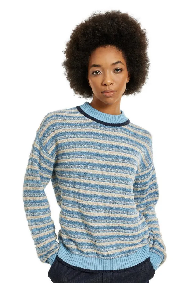 marlowe nature Cotton Stripe Pullover light blue Bio Gr. S