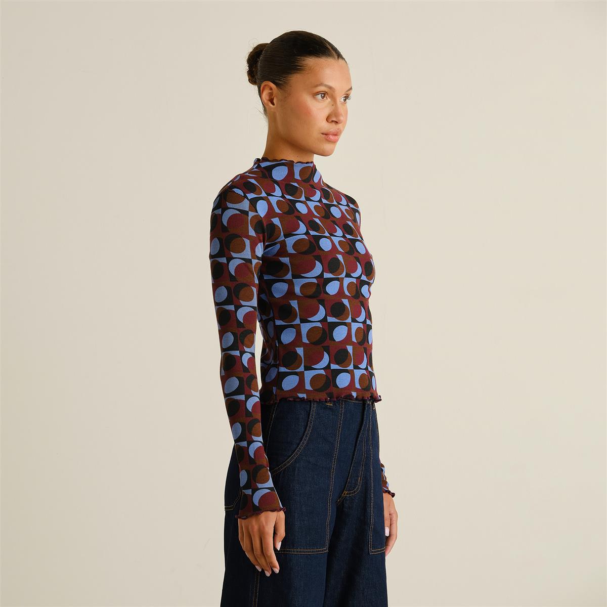 marlowe nature Ryd Rippshirt Turtleneck Bio multi color