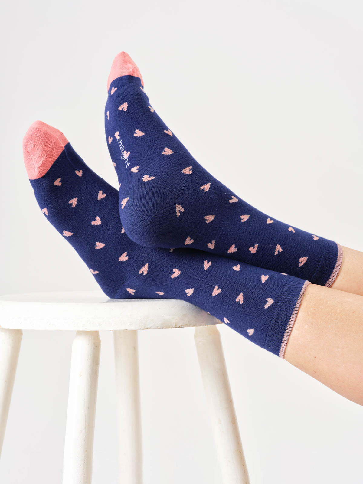 marlowe nature Ditsy Bamboo Crew Socks midnight blue hearts 37-41