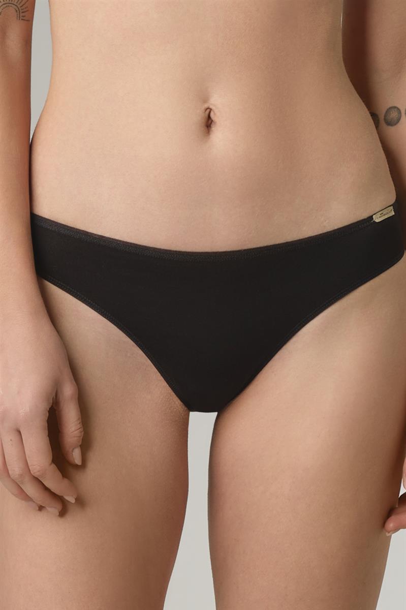 marlowe nature String Low Cut String schwarz Bio-Baumwolle
