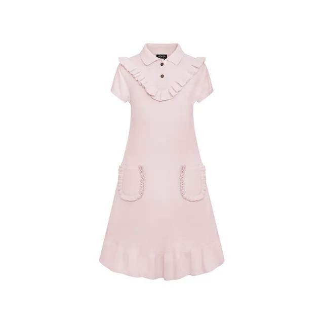 Infantium Victoria Yoke Strickkleid rosa Baumwolle Midi
