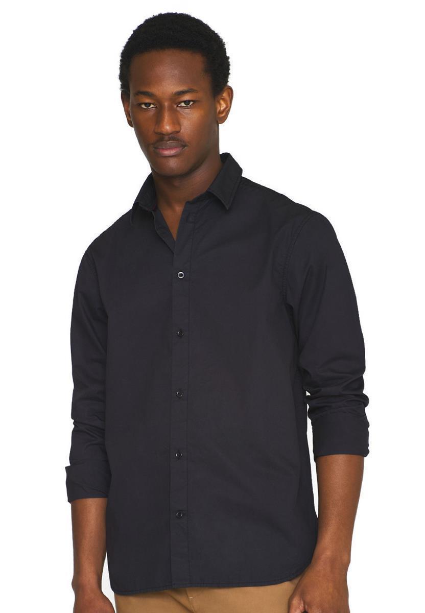 marlowe nature Alf Regular Crispy Cotton Herrenhemd schwarz