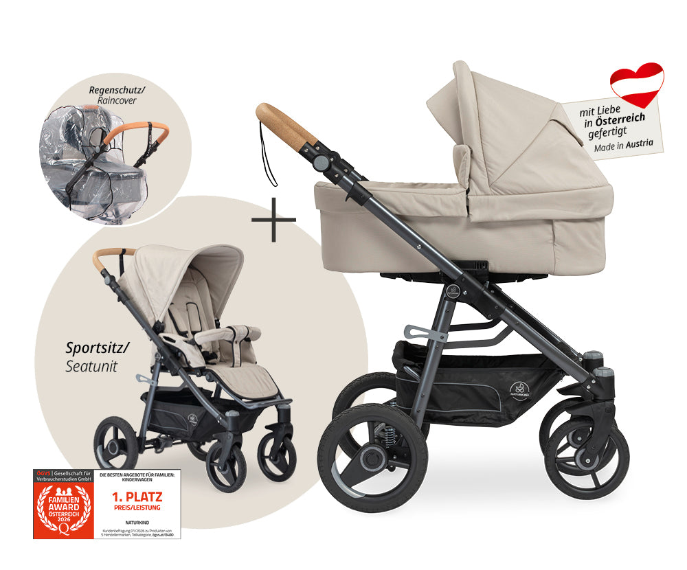 Naturkind Lux Evo 2in1 Kinderwagen mit Federung