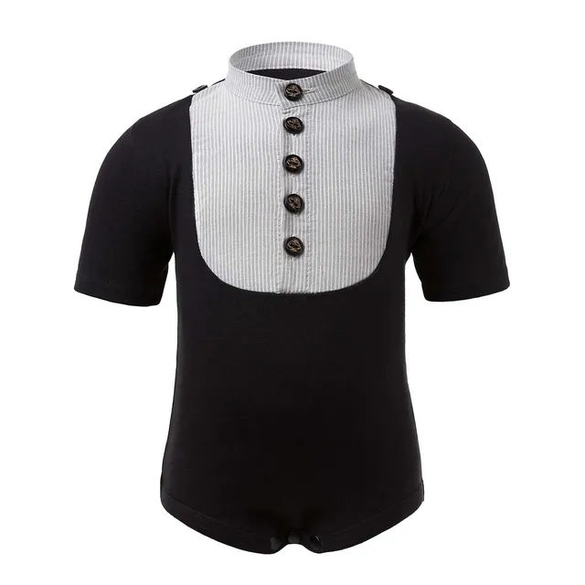 Infantium Victoria Plastron Bodysuit Body schwarz Kurzarm