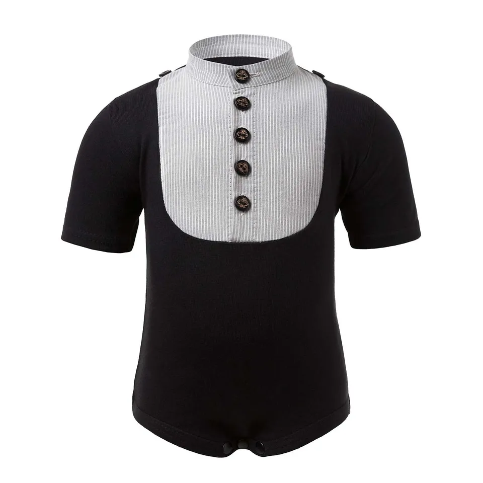 Infantium Victoria Plastron Bodysuit Body schwarz Kurzarm