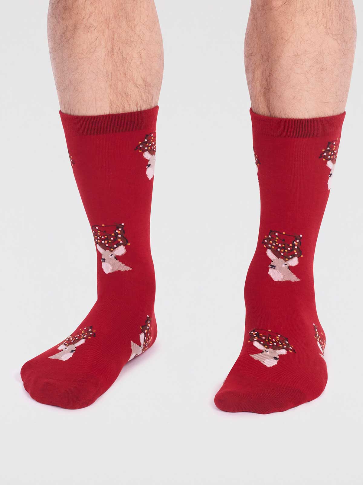 marlowe nature Celyn Christmas Stag Socks bright red 41-46