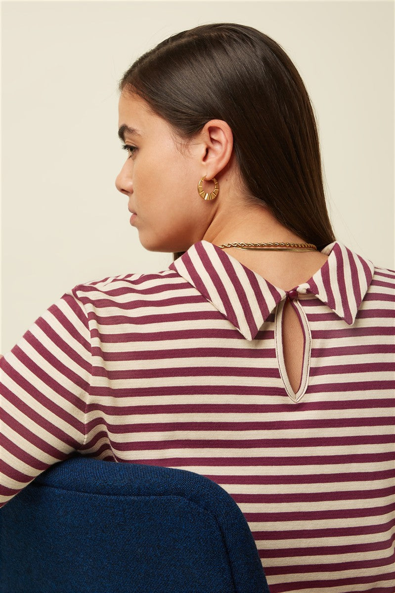 marlowe nature Dita Top Chopito Stripe Shirt cabernet red Bio