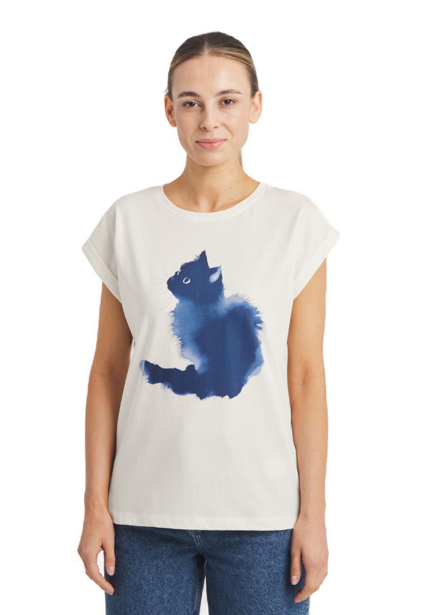 marlowe nature Visby Watercolor Cat T-Shirt whisper white