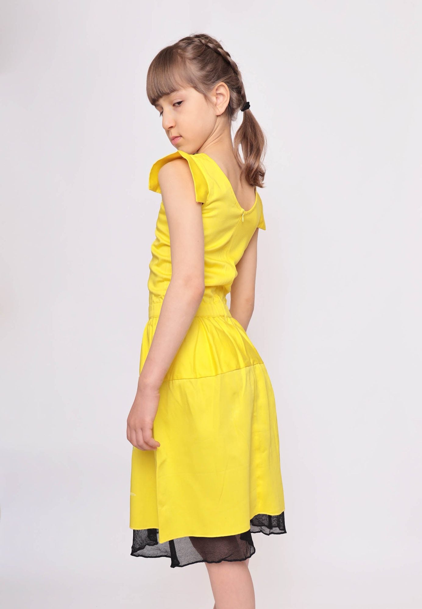 Infantium Victoria Dresses Mädchenkleid Gelb bestickt Baumwolle