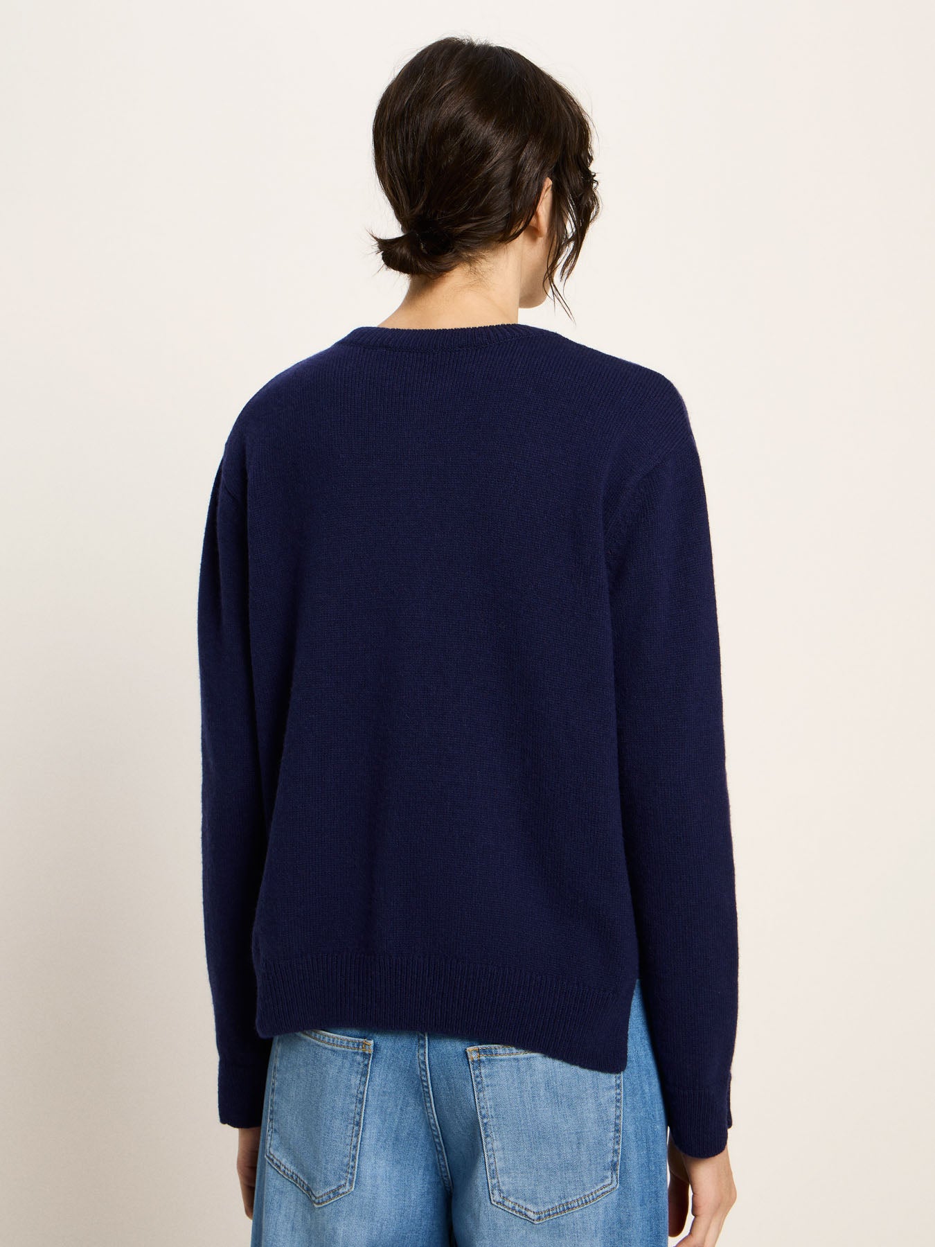 Lanius Boxy Strickjacke light blue melange Bio-Wolle