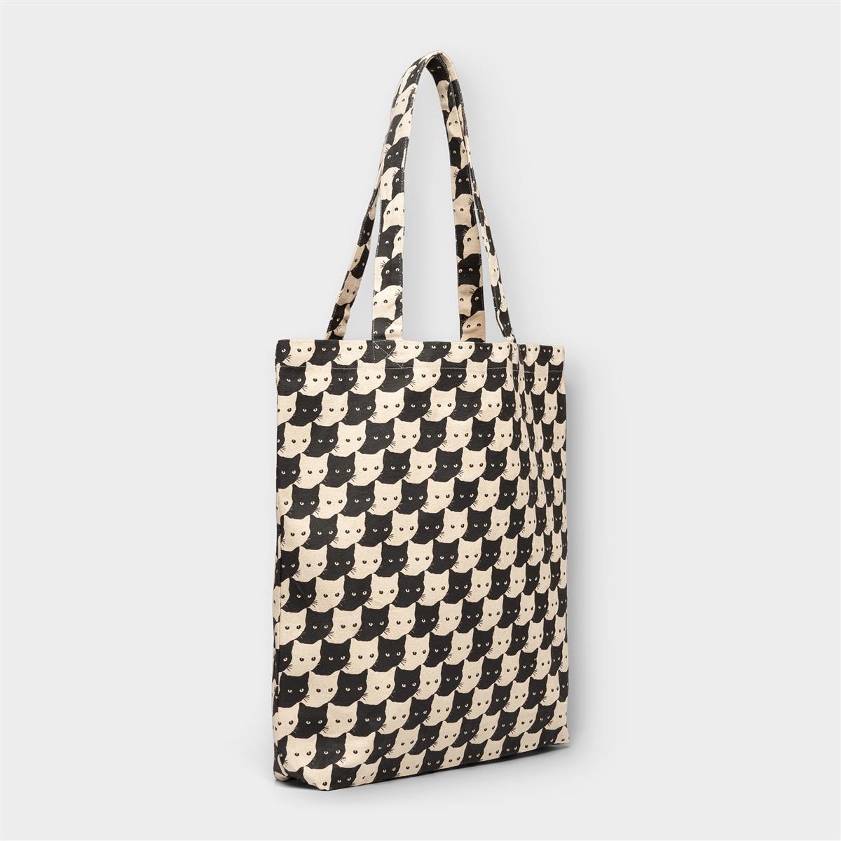 Dedicated Torekov Pepita Cats Tote Bag off-white Bio