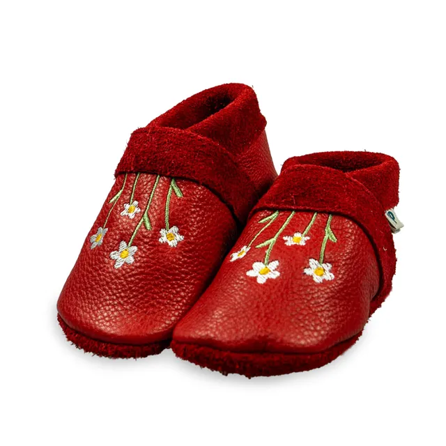 Pantolinos Plus Gänseblümchen Barfußschuhe himbeer Naturleder