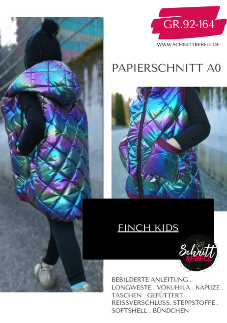 Schnittrebell Finch Kids Weste Schnittmuster 92-164