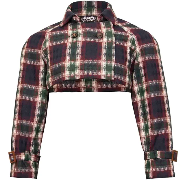 Infantium Victoria Bolero Jacke Tartan Rot-Grün 104 Baumwolle