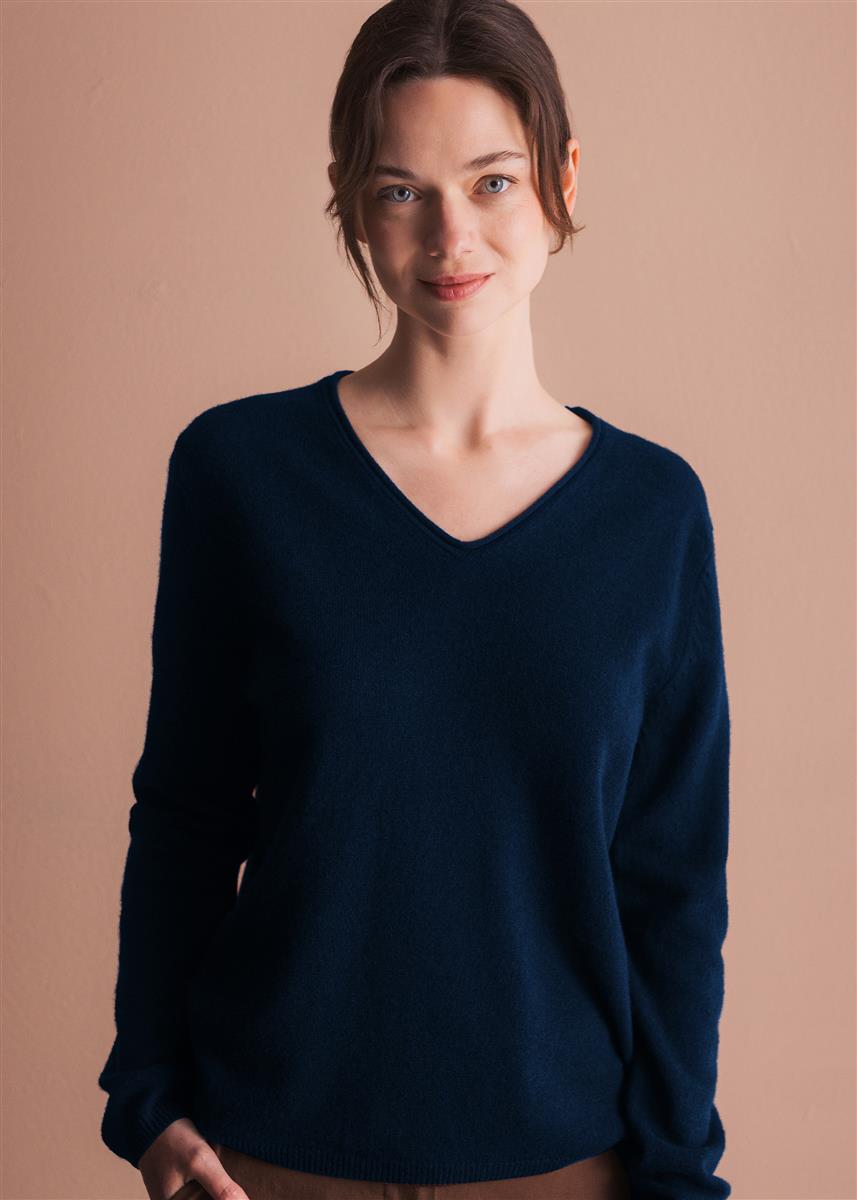 marlowe nature Mala Pullover cream Wollpullover V-Ausschnitt