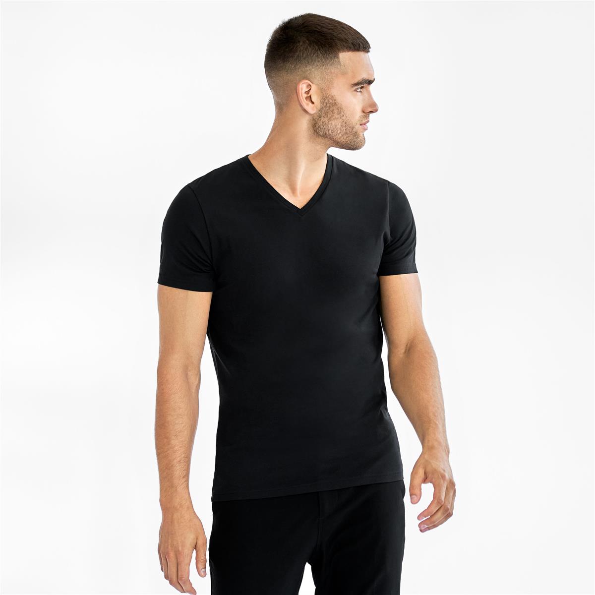 marlowe nature 2-Pack V-Neck T-Shirt schwarz Bio