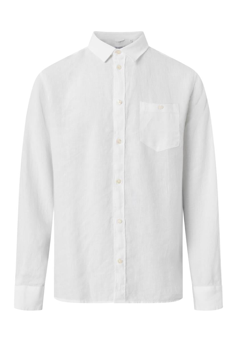 marlowe nature Custom Fit Linen Shirt bright white Leinen