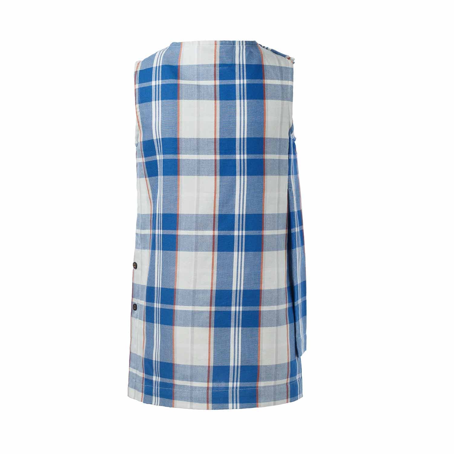 Infantium Victoria Tartan Top ärmelloses Top Blau-Weiß Baumwolle
